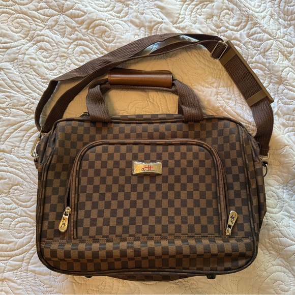 Other - Brown Checkered Structured Travel Bag | Laptop Briefcase | Carry-On